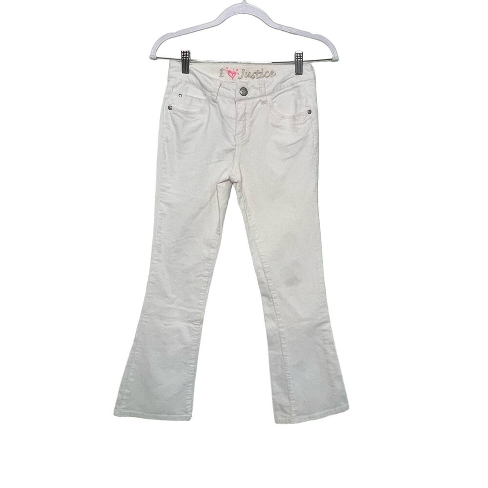 Girl's Justice Bootcut Corduroy  Jeans Low‎ Rise Cotton Blend Stretch White 12 R